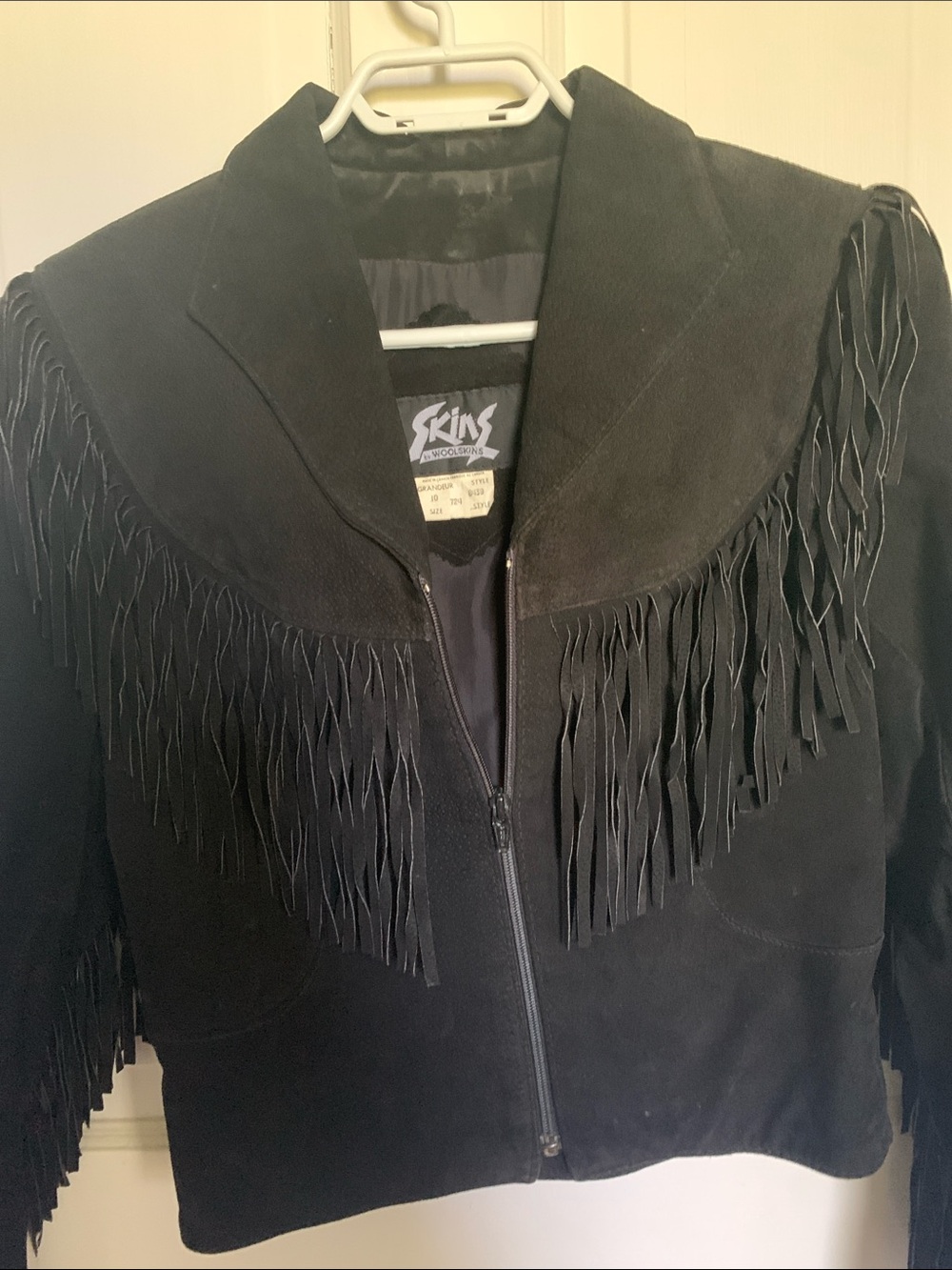Skin Black Suede Fringe Zip-Front Jacket